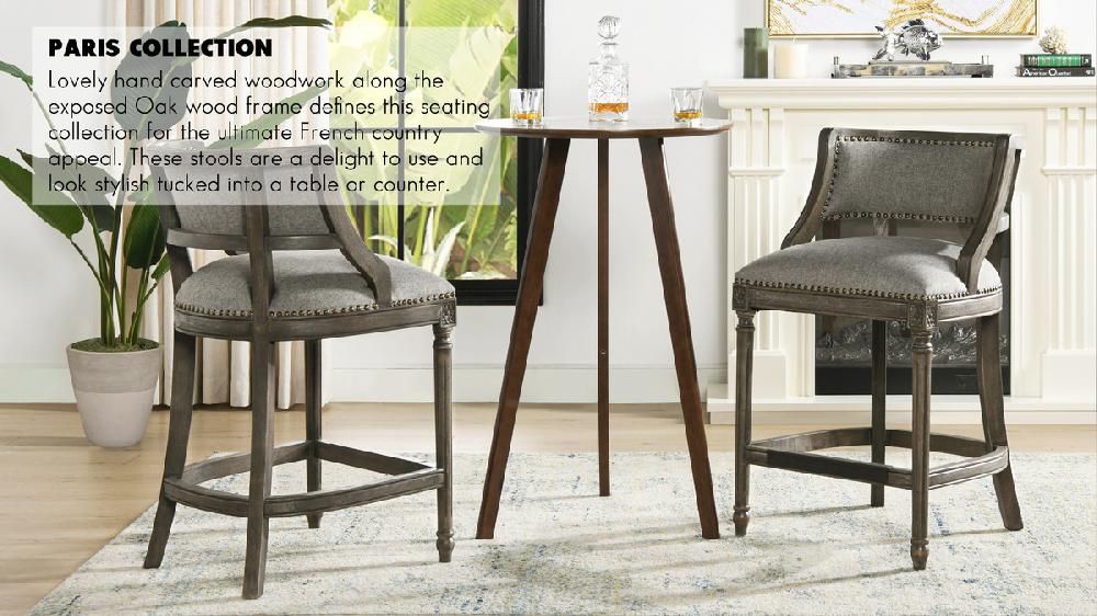 Jennifer Taylor Home Paris Farmhouse Bar Stool And Counter Stool With Backrest
