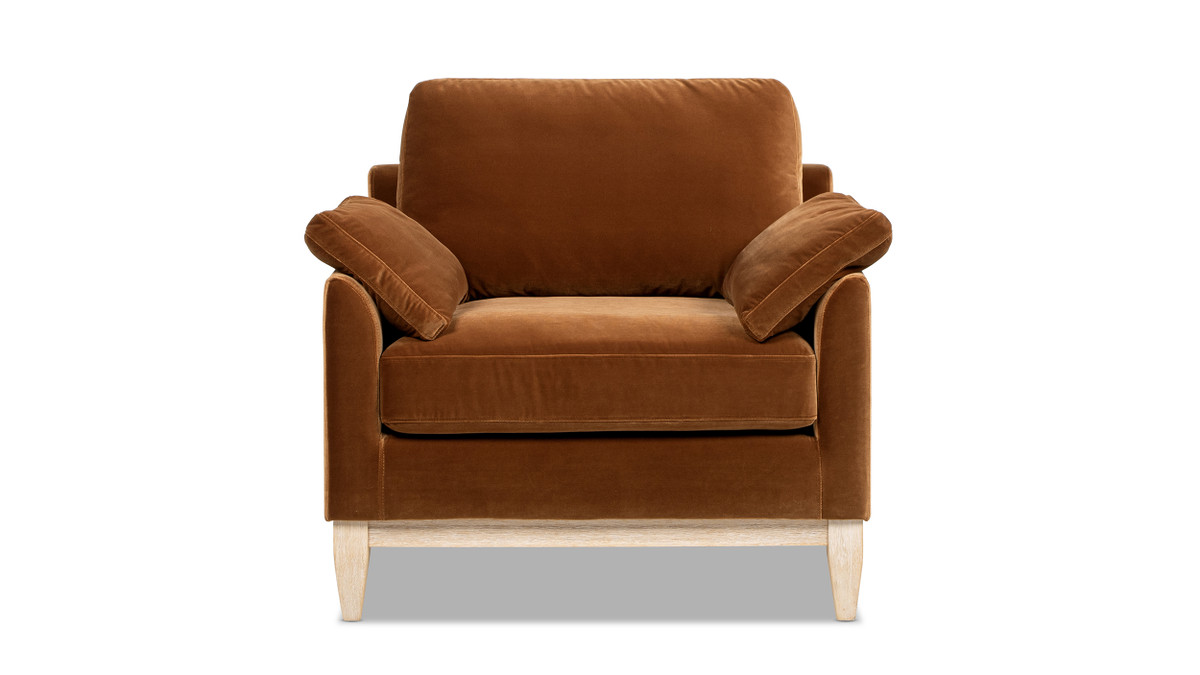 Jennifer Taylor Home Pasadena 36" Wide Modern Farmhouse Accent Arm Chair Burnt Orange Performance Velvet