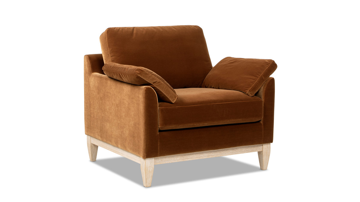 Jennifer Taylor Home Pasadena 36" Wide Modern Farmhouse Accent Arm Chair Burnt Orange Performance Velvet