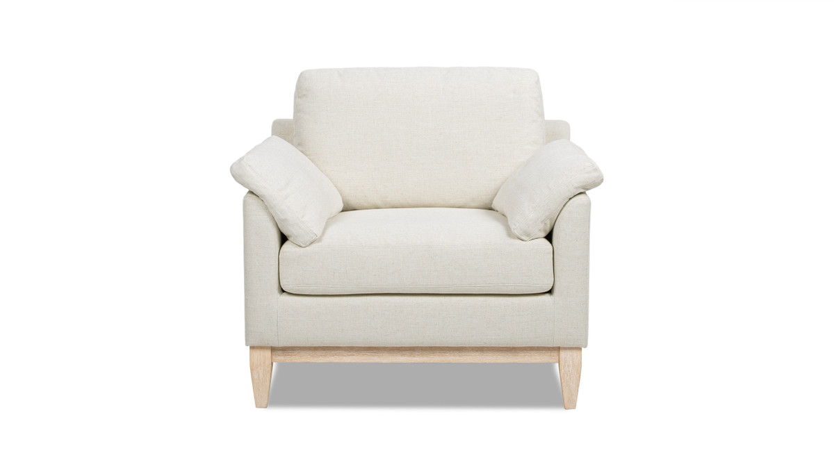 Jennifer Taylor Home Pasadena 36" Wide Modern Farmhouse Accent Arm Chair Flax White