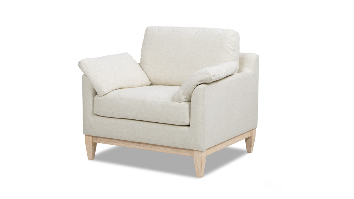 jennifer taylor home Pasadena 36" Wide Modern Farmhouse Accent Arm Chair Flax White