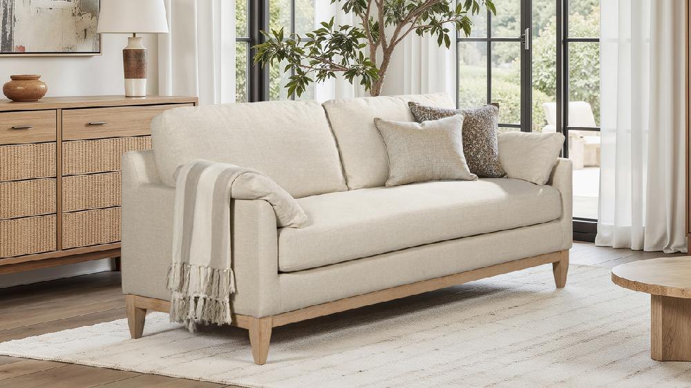 Jennifer Taylor Home Pasadena 75.5" Modern Farmhouse Sofa Flax White
