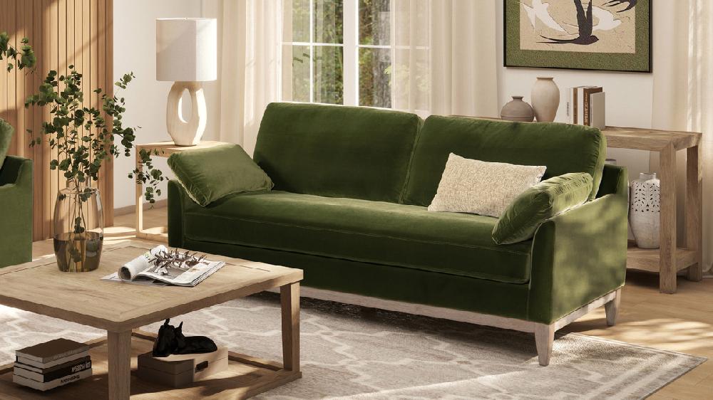 Jennifer Taylor Home Pasadena 75.5" Modern Farmhouse Sofa Olive Green