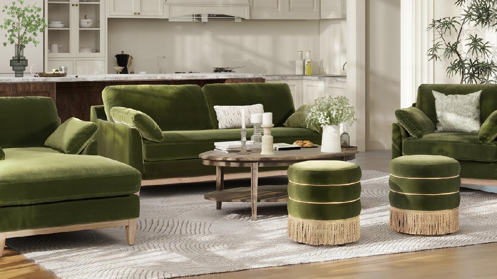 Jennifer Taylor Home Pasadena 75.5" Modern Farmhouse Sofa Olive Green