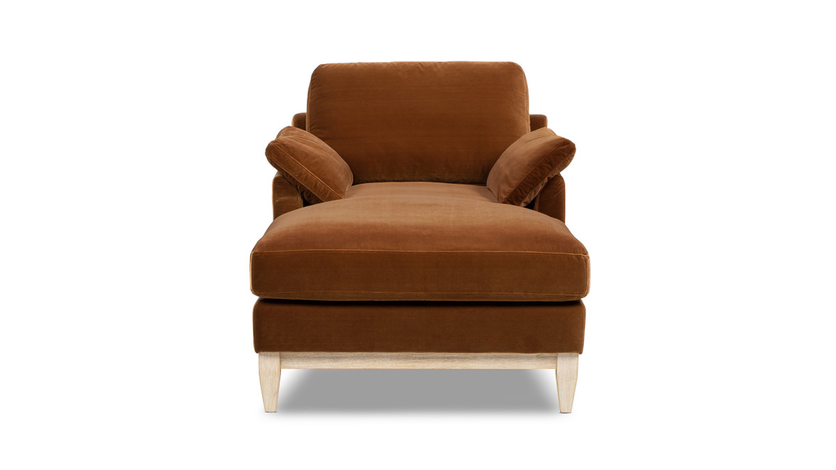 Jennifer Taylor Home Pasadena Modern Farmhouse Chaise Lounge Chair Burnt Orange Performance Velvet