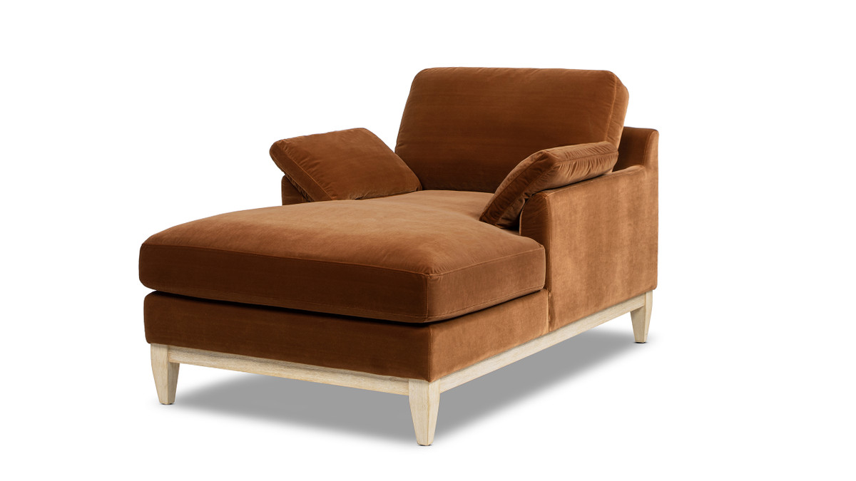 Jennifer Taylor Home Pasadena Modern Farmhouse Chaise Lounge Chair Burnt Orange Performance Velvet