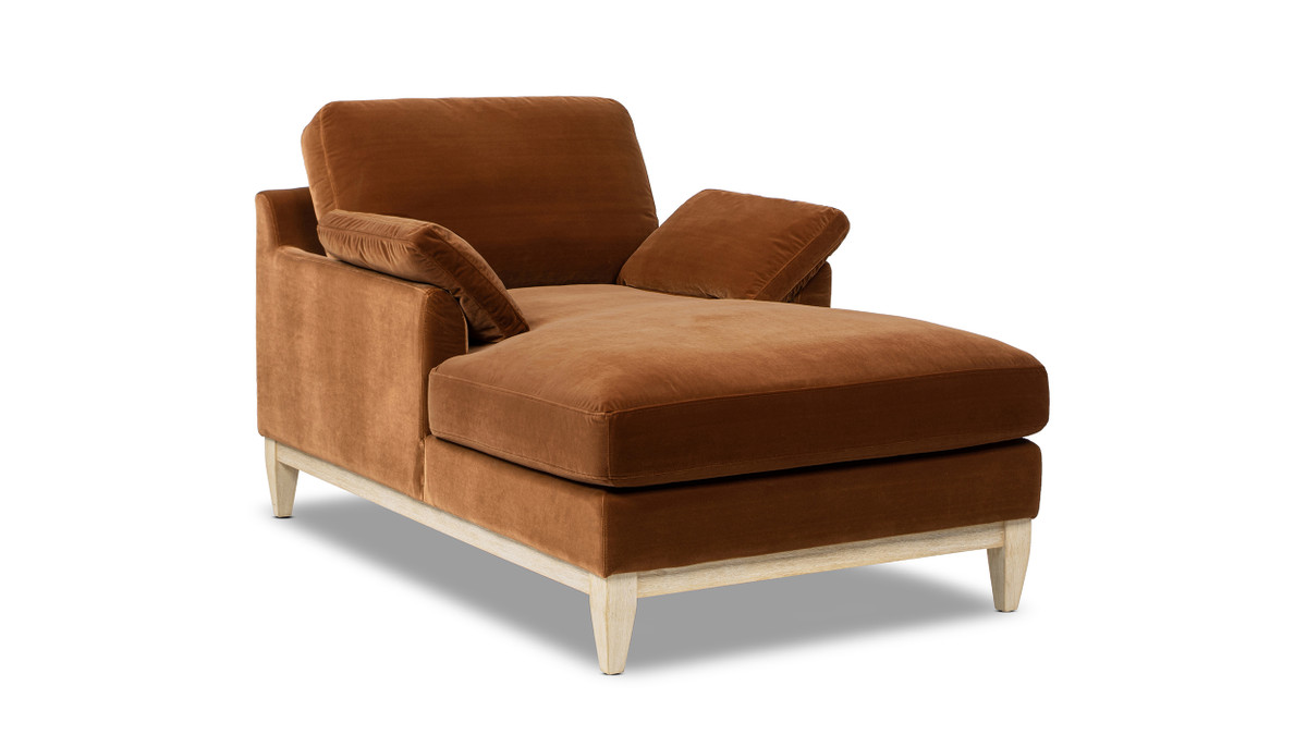 jennifer taylor home Pasadena Modern Farmhouse Chaise Lounge Chair Burnt Orange Performance Velvet
