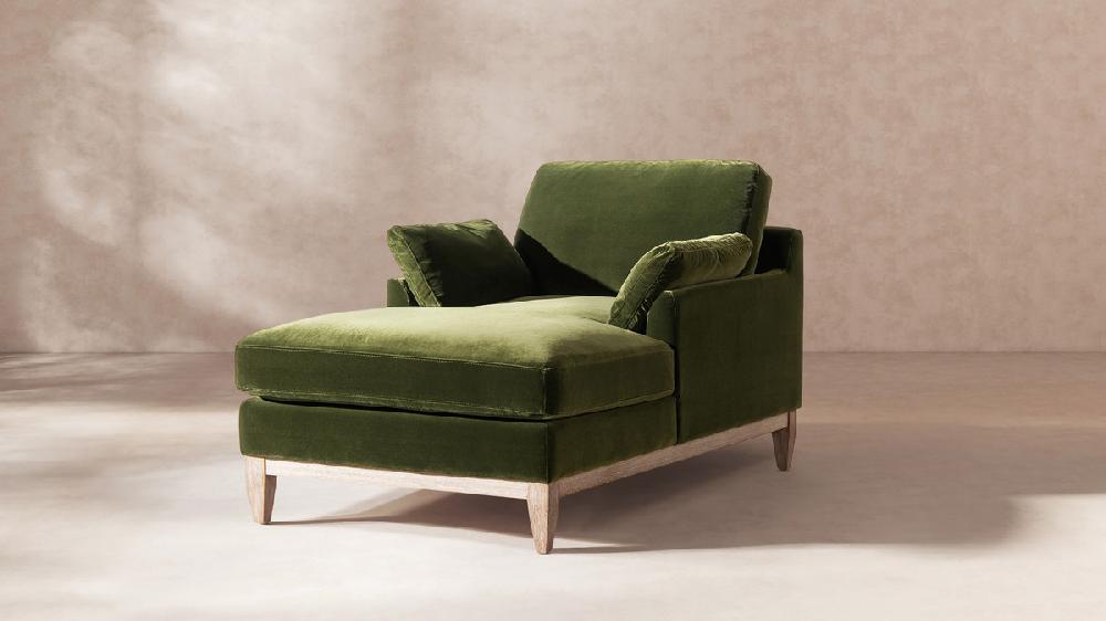 jennifer Taylor Home Pasadena Modern Farmhouse Chaise Lounge Chair Olive Green