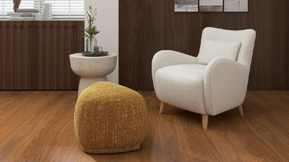 Jennifer Taylor Home Pebble 26" Rounded Triangle Cocktail Ottoman Mustard Yellow