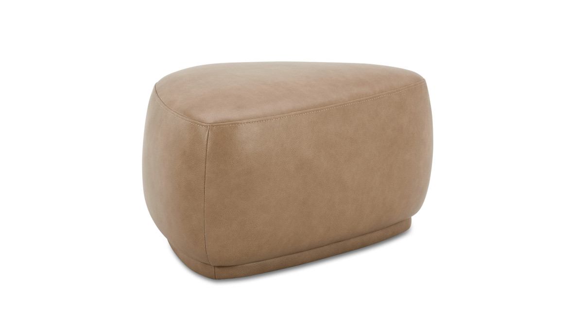 Jennifer Taylor Home Pebble 26" Rounded Triangle Cocktail Ottoman Tuscan Tan Brown Top Grain Leather
