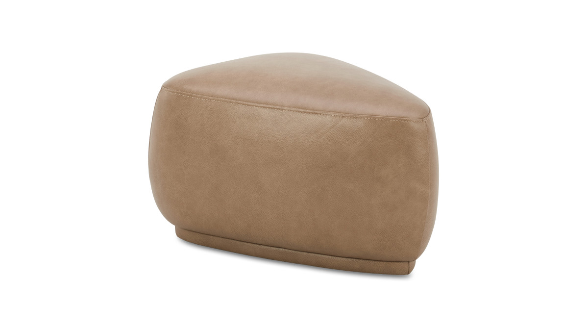 jennifer taylor home Pebble 26" Rounded Triangle Cocktail Ottoman Tuscan Tan Brown Top Grain Leather