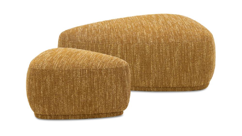 Jennifer Taylor Home Pebble 44" & 26" Rounded Triangle Cocktail Ottoman Set Mustard Yellow