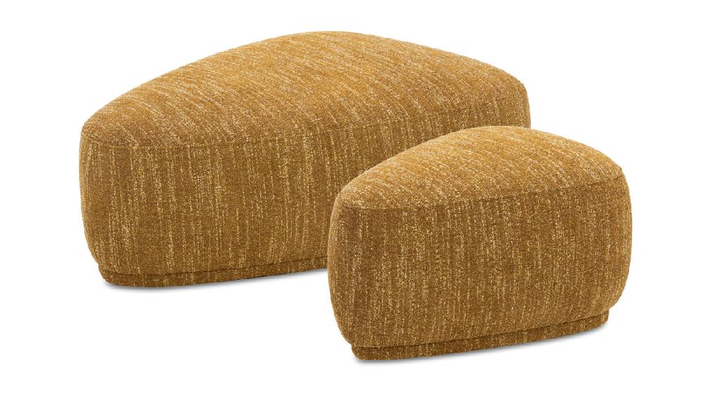 jennifer taylor home Pebble 44" & 26" Rounded Triangle Cocktail Ottoman Set Mustard Yellow