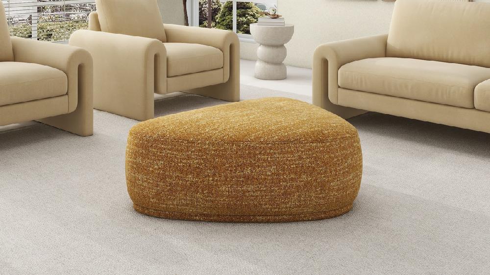 Jennifer Taylor Home Pebble 44" Rounded Triangle Cocktail Ottoman Mustard Yellow