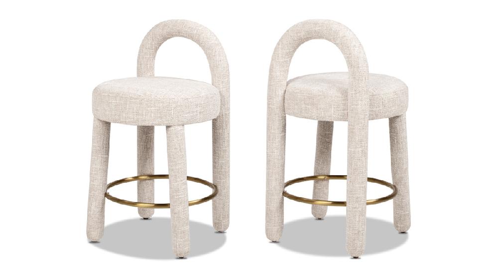 jennifer taylor home Penny Round Arched Fully Upholstered Counter Stool Set of 2 Travertine Beige jennifer taylor home Penny Round Arched Fully Upholstered Counter Stool Set of 2 Travertine Beige