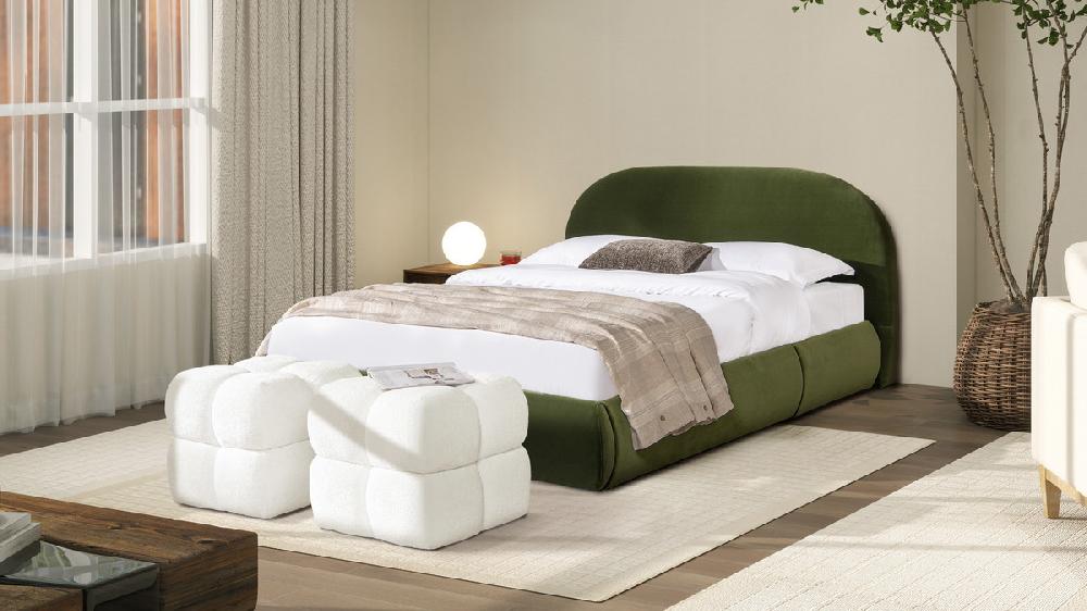 Jennifer Taylor Home Pixel 21" Oversized Square Tufted Pouf Ottoman Almond White