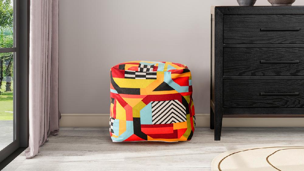 Jennifer Taylor Home Pouf 23" Luxury Oversized Bean Bag Cube Ottoman Colorpop Multicolored