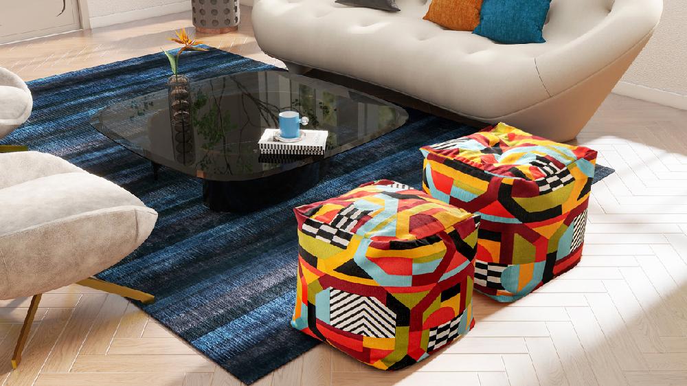 Jennifer Taylor Home Pouf 23" Luxury Oversized Bean Bag Cube Ottoman Colorpop Multicolored