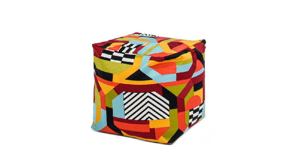 jennifer taylor home Pouf 23" Luxury Oversized Bean Bag Cube Ottoman Colorpop Multicolored