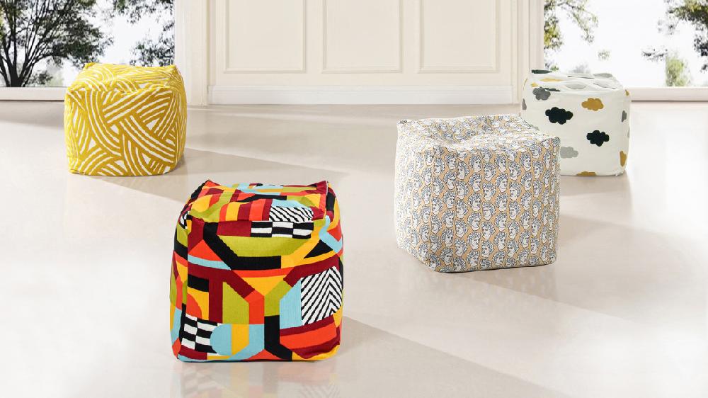 Jennifer Taylor Home Pouf 23" Luxury Oversized Bean Bag Cube Ottoman Cumulus Cream White