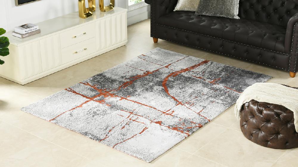 Jennifer Taylor Home Quarry 5 X 6.5" Abstract Area Rug Gray & Orange Polypropylene