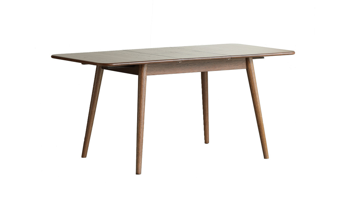 jennifer taylor home Ravelle 63" Solid Oak Mid-Century Modern Telescopic Dining Table with Rounded Corners