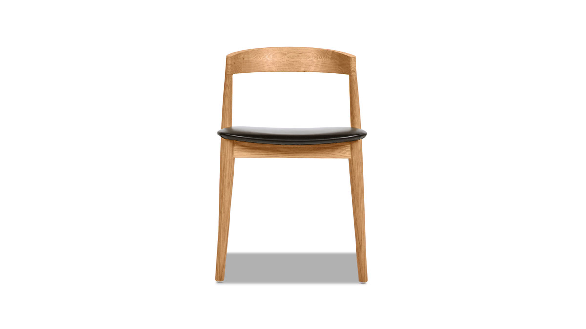 Jennifer Taylor Home Raven 20.5" Stacking Sculpted Oak Wood Dining Chair Warm Natural Brown Oak Wood & Black Faux Leather