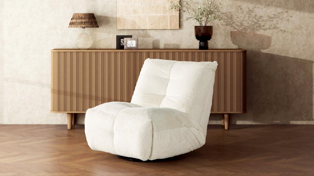 Jennifer Taylor Home Rearden 35.5" Swivel Glider Manual Recliner Gaming Lounge Chair Pearl White