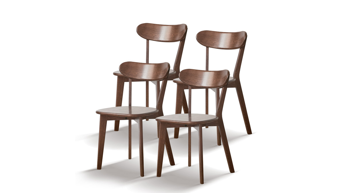 jennifer taylor home Remi Natural FAS Grade Oak Wooden Dining Chair Set of 4