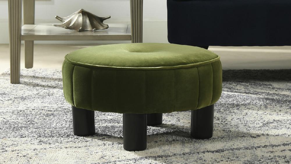 Jennifer Taylor Home Riley 16" Round Footstool Ottoman Olive Green