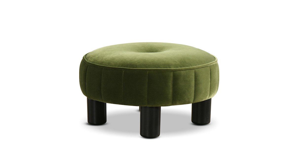 jennifer taylor home Riley 16" Round Footstool Ottoman Olive Green