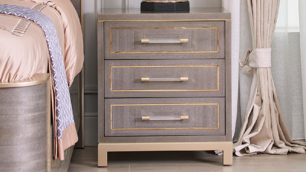 jennifer taylor home Roland 22" 3-Drawer Storage End Table Washed Gray Brown Poplar Veneer