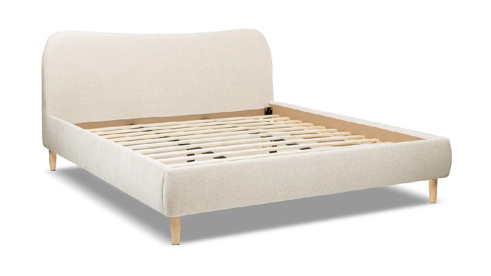 Jennifer Taylor Home Roman Curved Headboard Upholstered Platform Bed King Oatmeal Light Beige