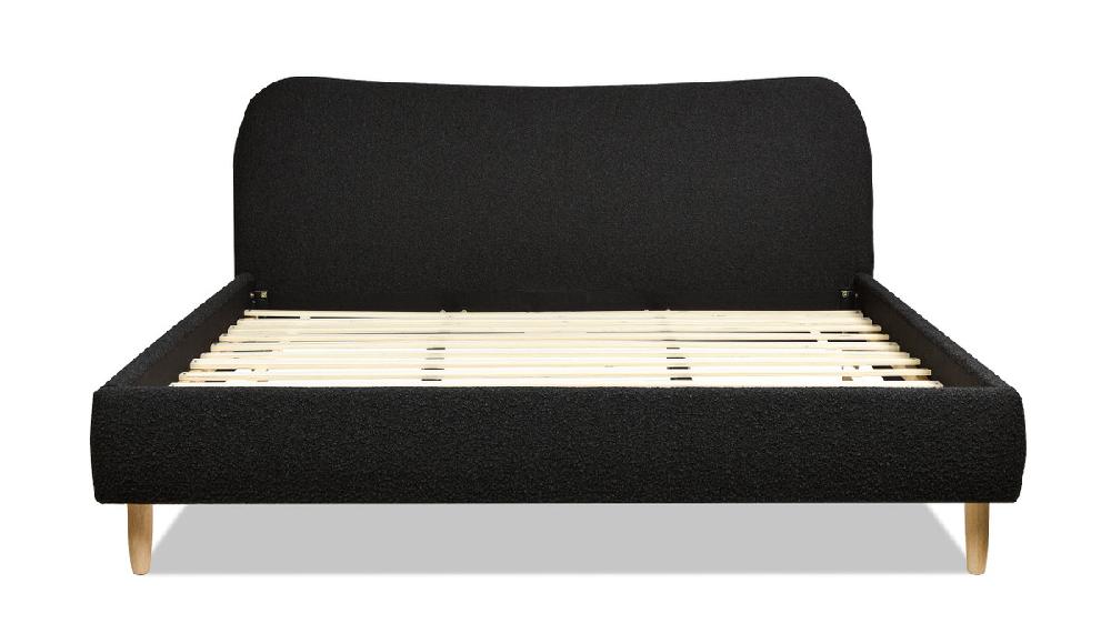 Jennifer Taylor Home Roman Curved Headboard Upholstered Platform Bed King Ebony Black Bouclé