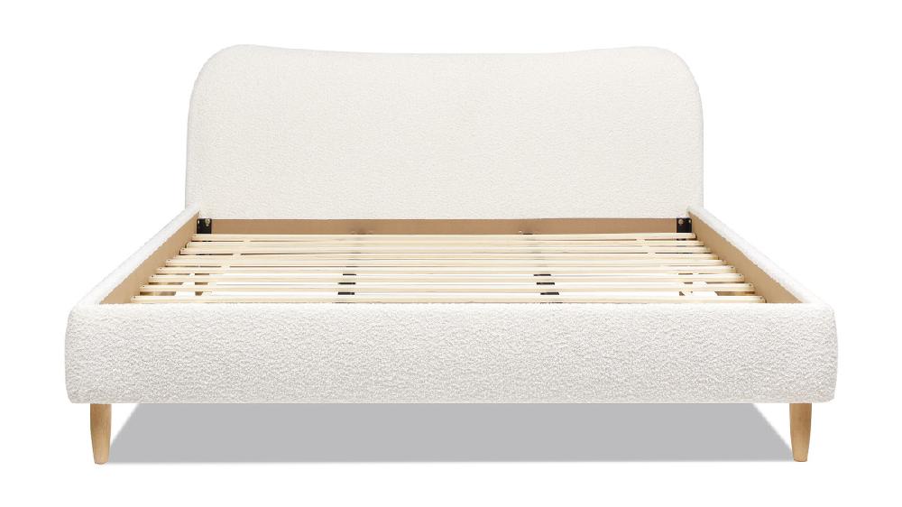 Jennifer Taylor Home Roman Curved Headboard Upholstered Platform Bed King Ivory White Bouclé