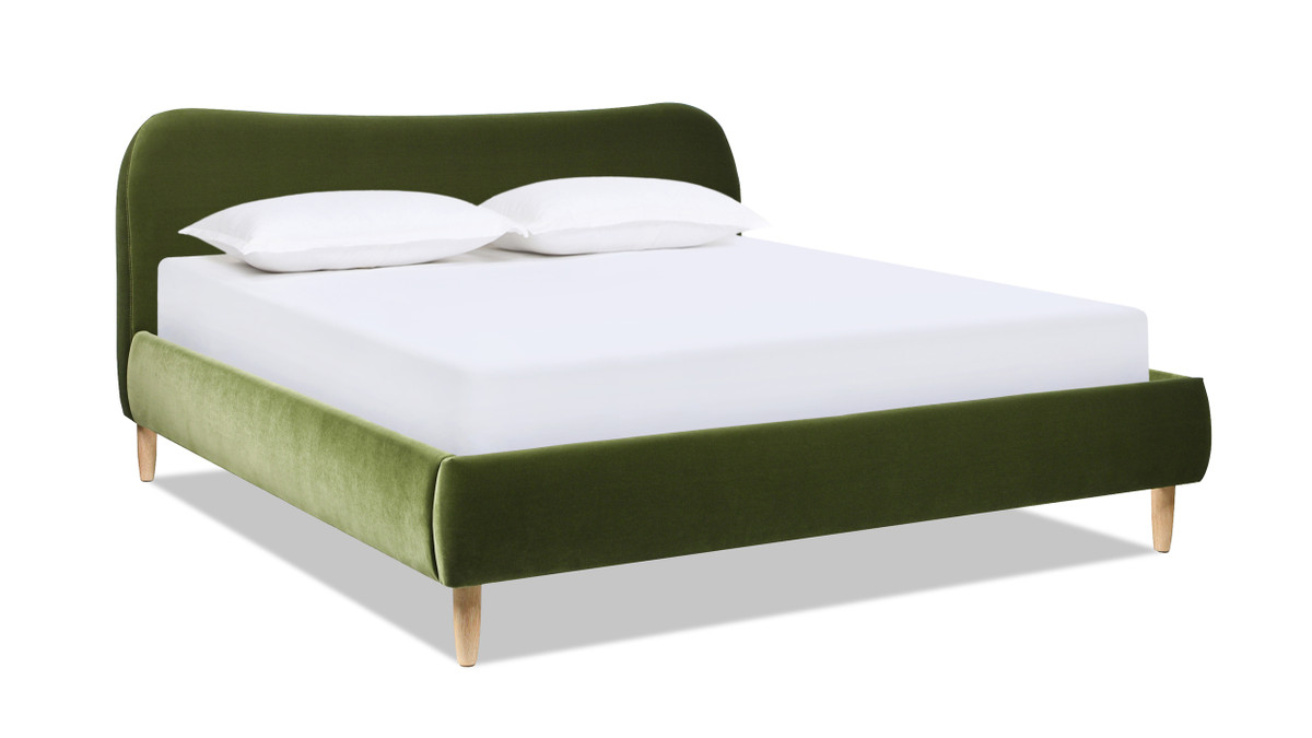jennifer taylor home Roman Curved Headboard Upholstered Platform Bed King Olive Green