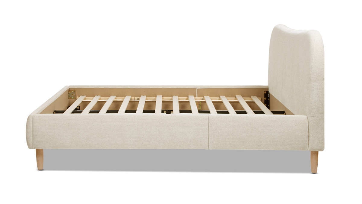 Jennifer Taylor Home Roman Curved Headboard Upholstered Platform Bed Queen Oatmeal Light Beige Chenille