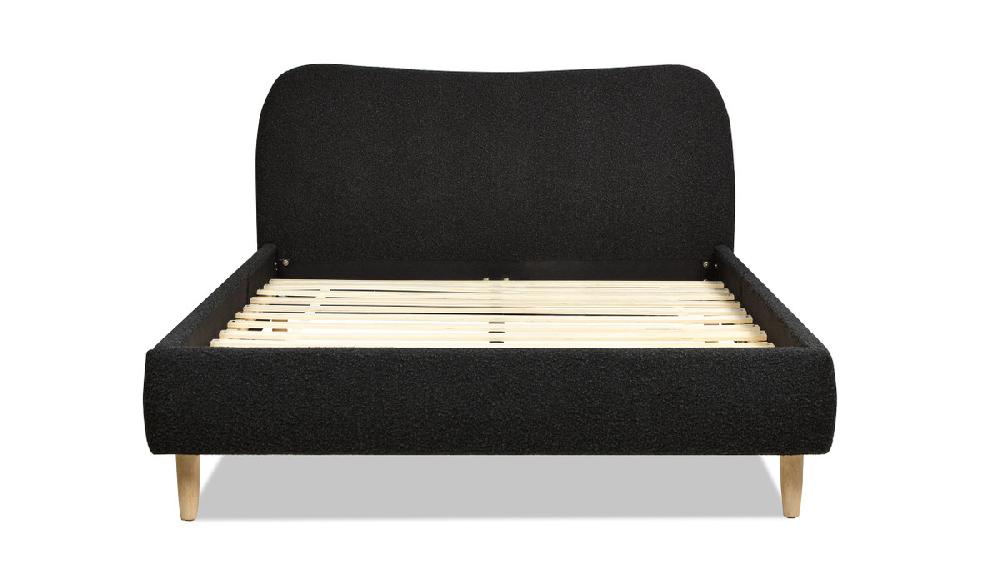 Jennifer Taylor Home Roman Curved Headboard Upholstered Platform Bed Queen Ebony Black Bouclé
