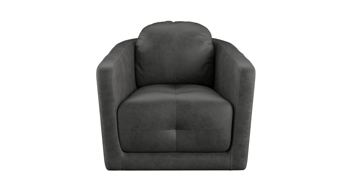 Jennifer Taylor Home Ronan 35" Faux Leather Swivel Barrel Accent Chair Steel Gray