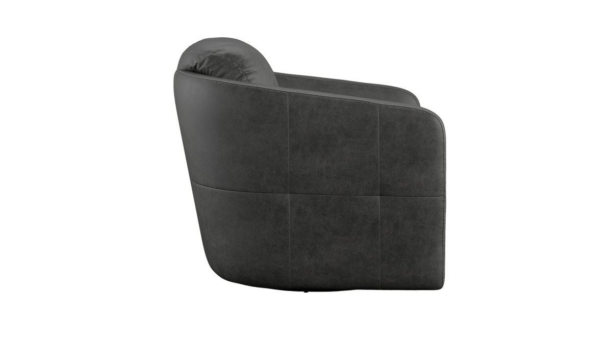 Jennifer Taylor Home Ronan 35" Faux Leather Swivel Barrel Accent Chair Steel Gray