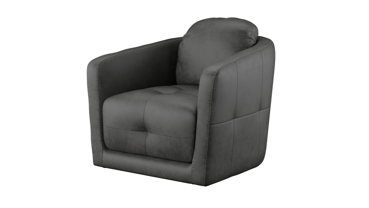 jennifer taylor home Ronan 35" Faux Leather Swivel Barrel Accent Chair Steel Gray