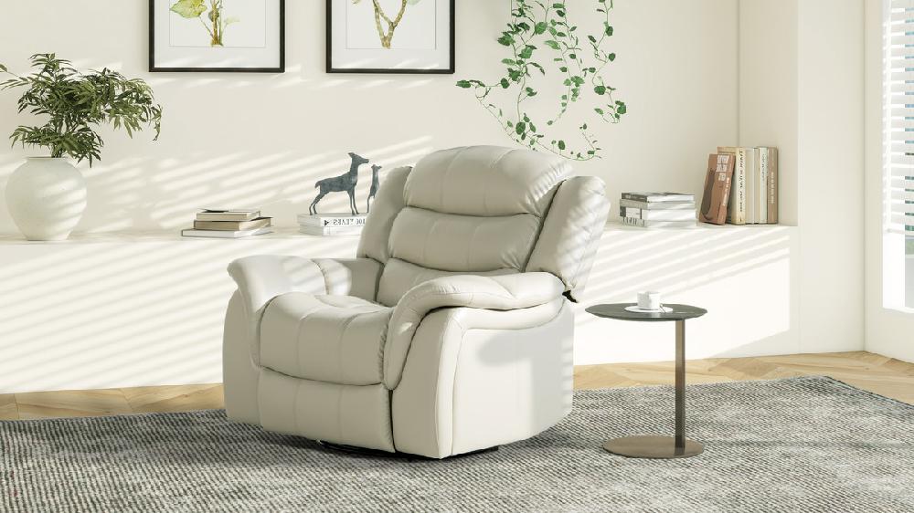 Jennifer Taylor Home Rover 41.5" Swivel Glider Push Back Manual Recliner Arm Chair Parchment Cream Off-White
