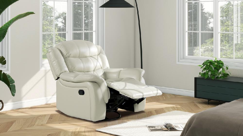 Jennifer Taylor Home Rover 41.5" Swivel Glider Push Back Manual Recliner Arm Chair Parchment Cream Off-White