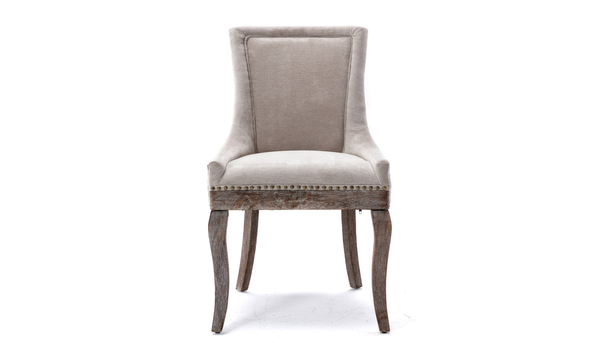 Jennifer Taylor Home Rowena Upholstered Parsons Dining Chair With Nailhead Trim And Distressed Wood Legs Set Of 2 Polyester Beige