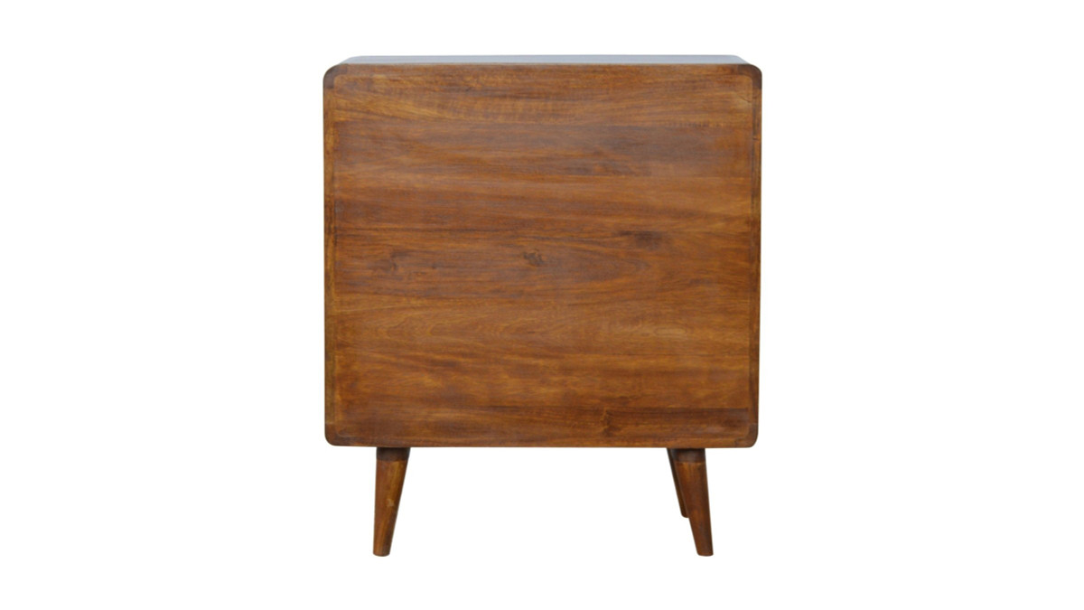 Jennifer Taylor Home Rune 27.6" Solid Wood 3-Drawer Chest With Curved Corners And Nordic Legs Chestnut Finish