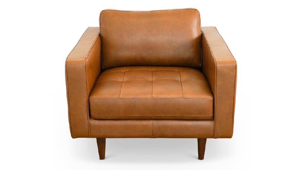 Jennifer Taylor Home Ryker 40" Genuine Leather Tufted Armchair