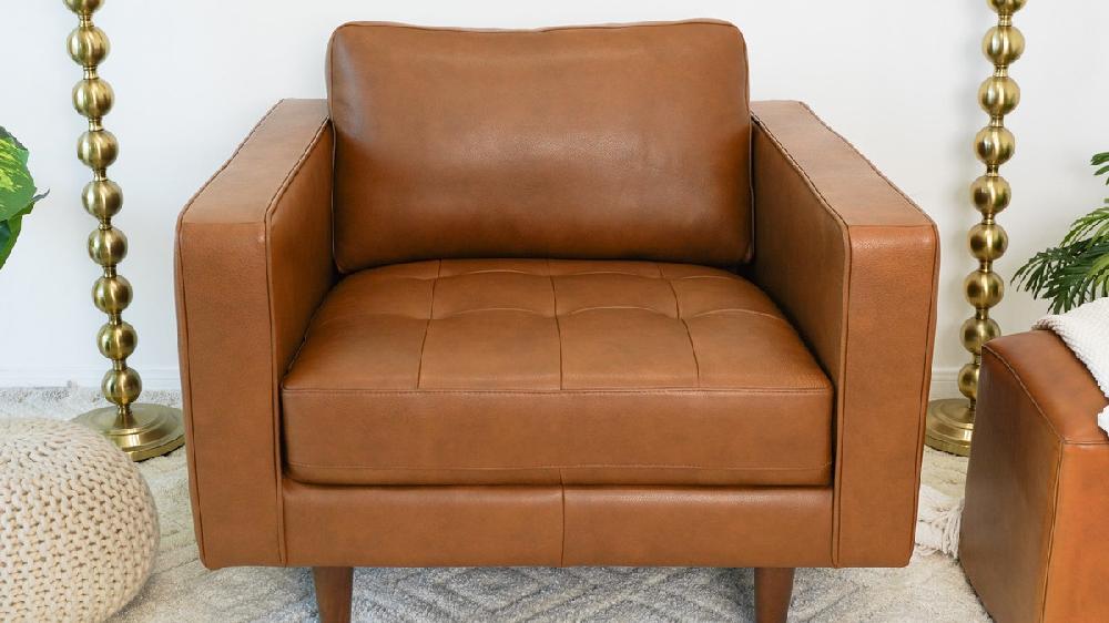 Jennifer Taylor Home Ryker 40" Genuine Leather Tufted Armchair