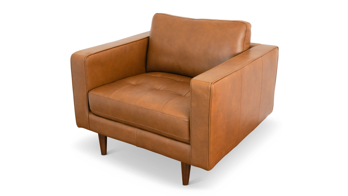 jennifer taylor home Ryker 40" Genuine Leather Tufted Armchair