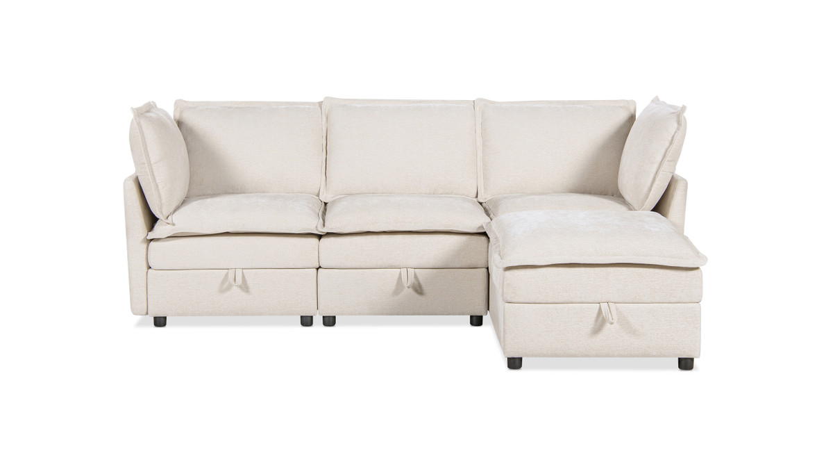 jennifer taylor home Sadie 95" Reversible Chaise Modular Sectional Sofa-in-a-Box with Storage Sandstone Light Beige