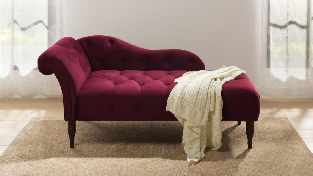Jennifer Taylor Home Samuel Tufted Chaise Lounge Right Arm Facing Burgundy